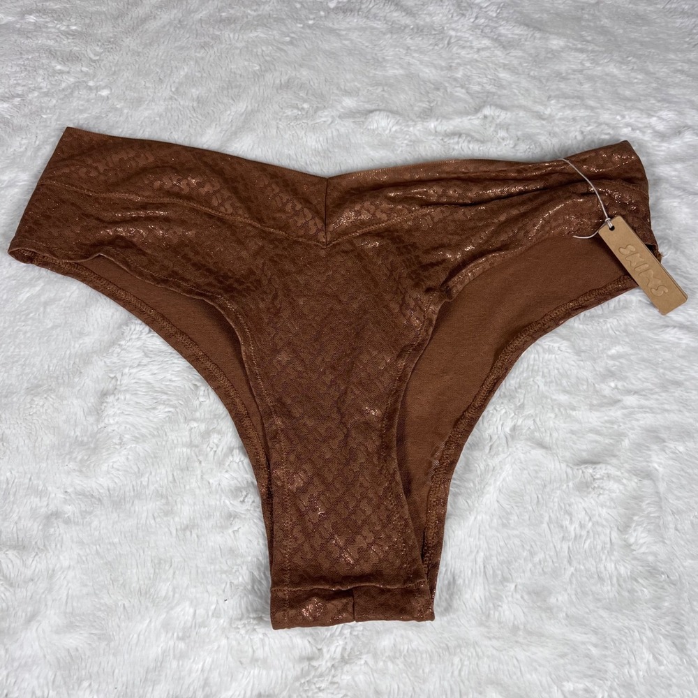 SKIMS Metallic Snake Cheeky Brief Panty Cacao Brown PN-BYS-1978 Womens Size‎ 2X